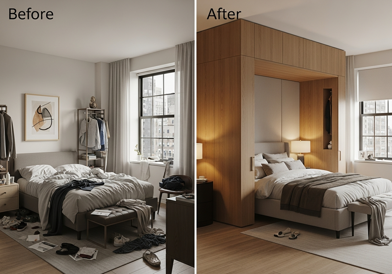 before/after studio apartment
